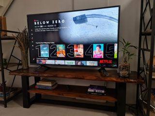 Acacia wood tv console / rack hand crafter and locally made