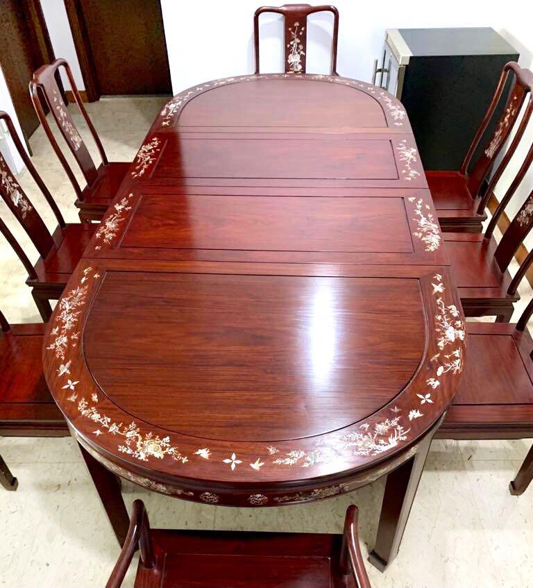 Antique Rosewood dining table and chair set, Furniture & Home Living