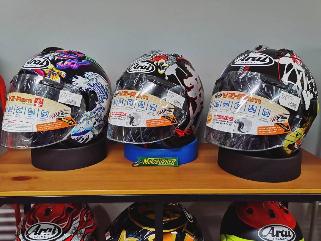 Arai helmets VZ RAM oriental (Category: Motorcycle Accessories) located in Singapore. Submitted by stellar_motoburner (Listing ID 1067177566, Image 3). Description: Please drop our store if interested. We provide delivery too..