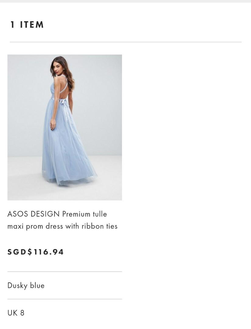 Asos design premium tulle maxi prom dress with ribbon ties shop