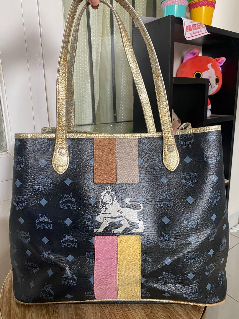 Mcm lion tote bag store