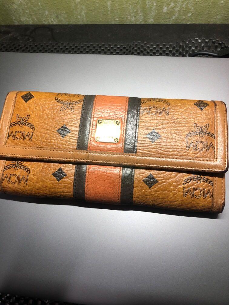 Authentic MCM Cognac Long Wallet, Luxury, Bags & Wallets on Carousell