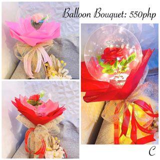 12 ​Red Rose Bouquet with Greens and 1 Piece Happy Birthday Balloon Online  to Philippines