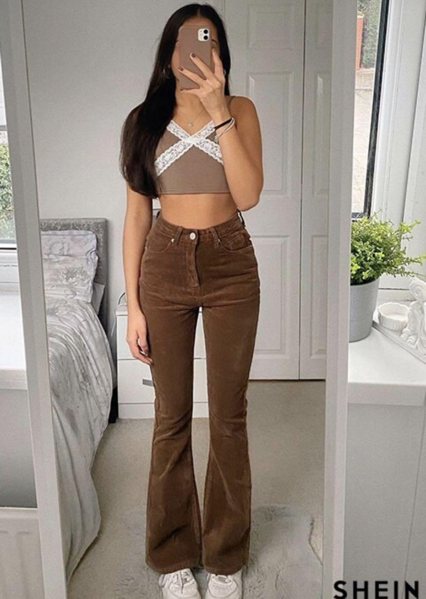 Corduroy brown flare pants clearance