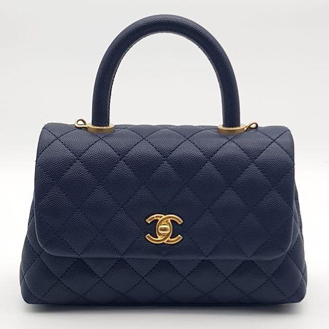 Chanel coco handle small navy blue and GHW, Luxury, Bags u0026 Wallets on  Carousell