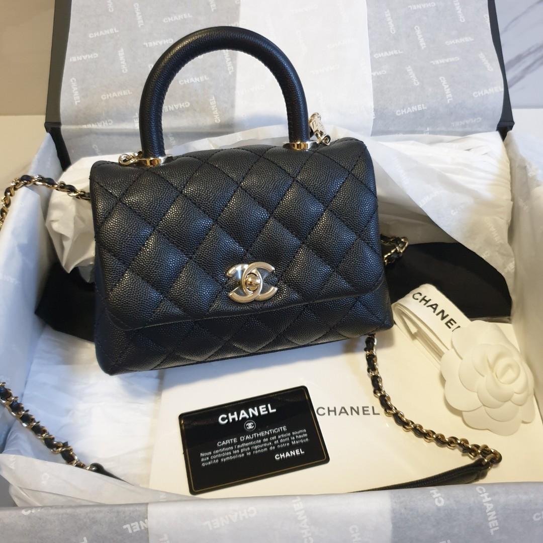 BNIB Chanel Mini Coco Handle Black Caviar LGHW #30, Luxury, Bags