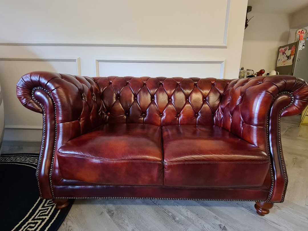Chesterfield Sofa Maroon Red Furniture Home Living Furniture Sofas On Carousell