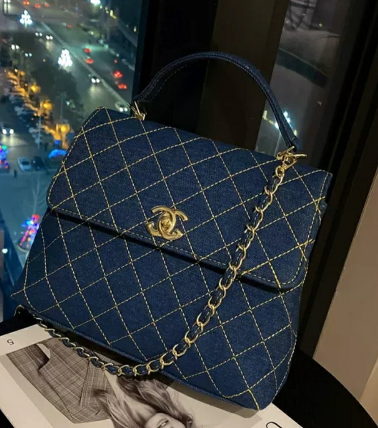 denim quilted bag