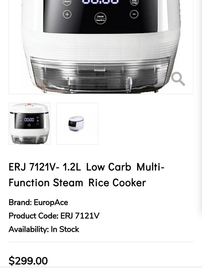 EuropAce Rice Cooker 1.2L Low Carb 40 Starch Reduced MultiFunction