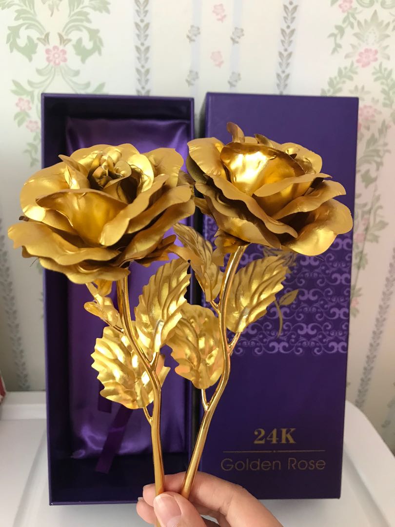 24k Golden Rose Flower Bouquet Hobbies Toys Stationery Craft
