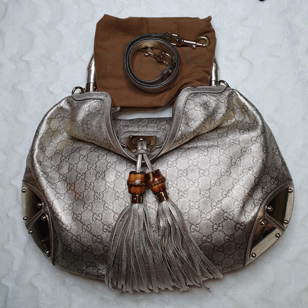 Gucci Indy Bag (Category: Luxury Bags & Wallets) located in Manila. Submitted by boringmomnoni (Listing ID 1067125116, Image 3). Description: Slightly used Gucci Guccissima Indy Bag Includes: Original strap, original Gucci dustbag ❤ P80,000 Hardware: Silver Tone Details: 1 inside pocket Item Condition: Slightly used. I have not used this for 10 years but stored properly, store bought by me in Hong Kong Gucci Gateway. Original price was around Php