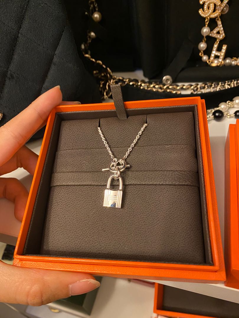 Hermes silver 925 Kelly lock Necklace