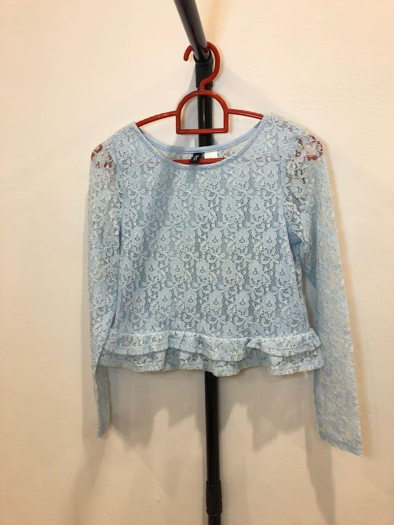 H&m blue lace top top