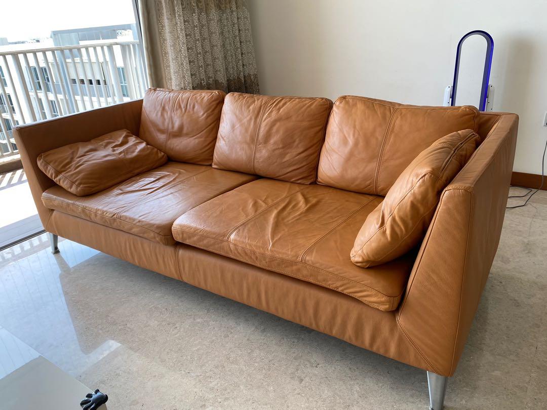 Ikea 3seater leather Sofa, Furniture & Home Living, Furniture, Sofas on