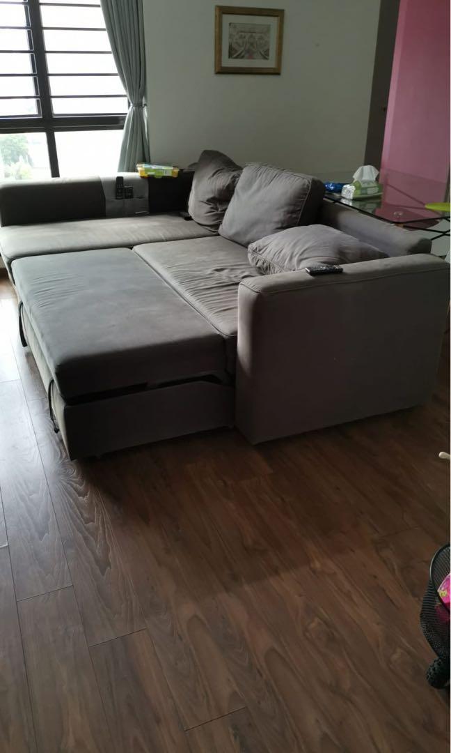 IKEA Manstad corner sofa bed, Furniture, Sofas on Carousell