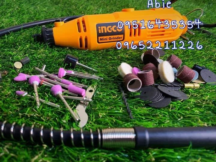 INGCO 130W Mini Die Grinder Set (Category: Construction Tools & Equipment) located in Caloocan City. Submitted by abieghail (Listing ID 1067135424, Image 3). Description: INGCO 130w Mini Grinder or Mini Die Grinder Set - Variable Speed MG13328P Price : ₱1,600 SPECIFICATIONS: ►Voltage Power: 220-240V ~50-60Hz ►Input Power: 130W ►No-Load Speed: 10000-32000RPM Collet ►Size: 3.2mm ►Variable Speed Control INCLUSIONS: ►1PC Flexible Shaft ►52PCS Accesso