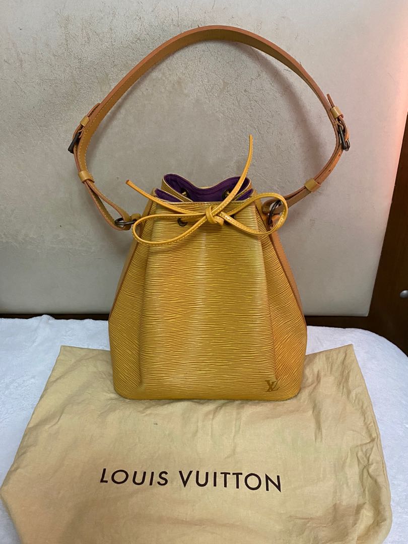 Authentic Louis Vuitton Noé PM Shoulder Bucket Bag Yellow Epi