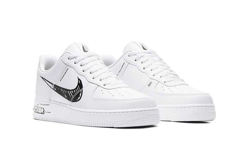 Nike Air Force 1 Low Sketch White Black Unisex Casual Sneakers