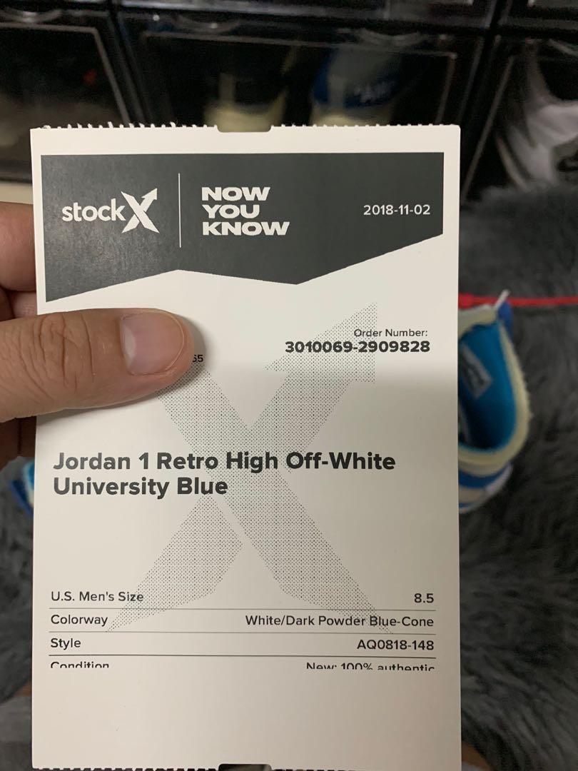 OFF WHITE X JORDAN 1 UNC AUTHENTIC US8.5