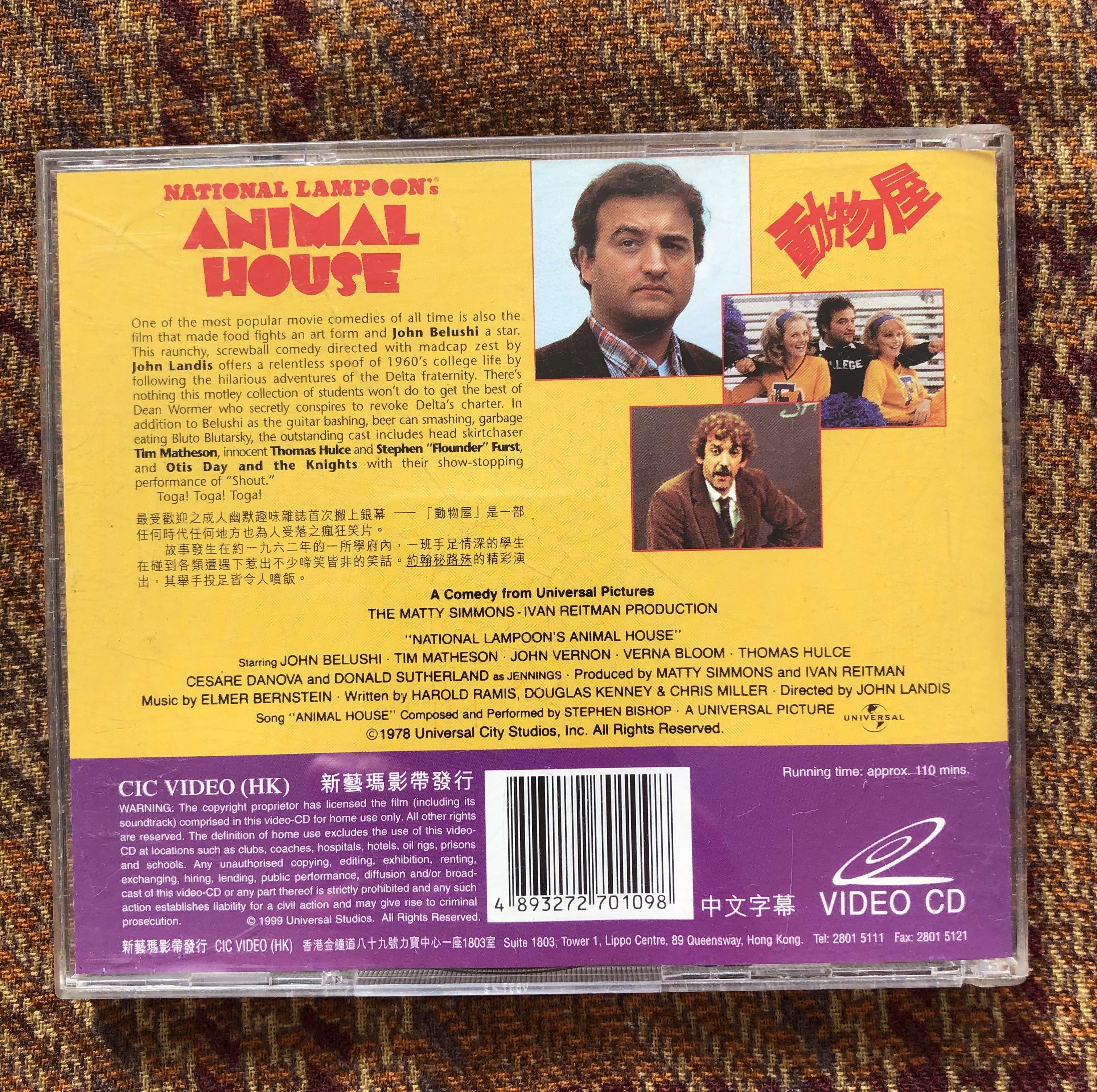 Original National Lampoon Animal House VCD 1999, Hobbies & Toys, Music &  Media, CDs & DVDs on Carousell