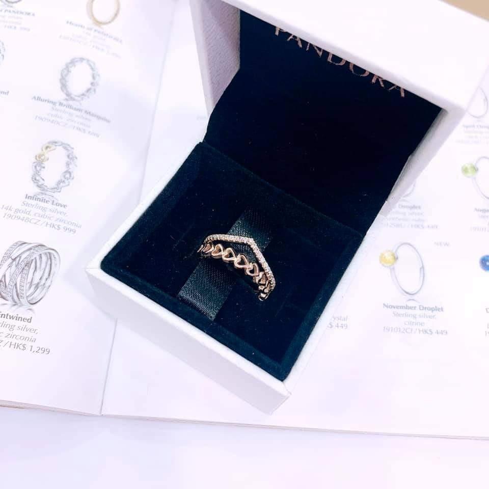Pandora rose gold rings set, Women's 