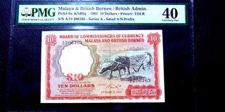 PMG 40 1961 Malaya $10 A/51 206763. MINOR REPAIR PHOTO NUMBER 5