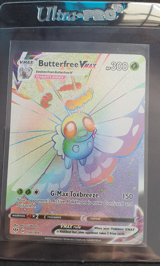 Pokemon tcg Butterfree vmax rainbow darkness ablaze, Hobbies & Toys