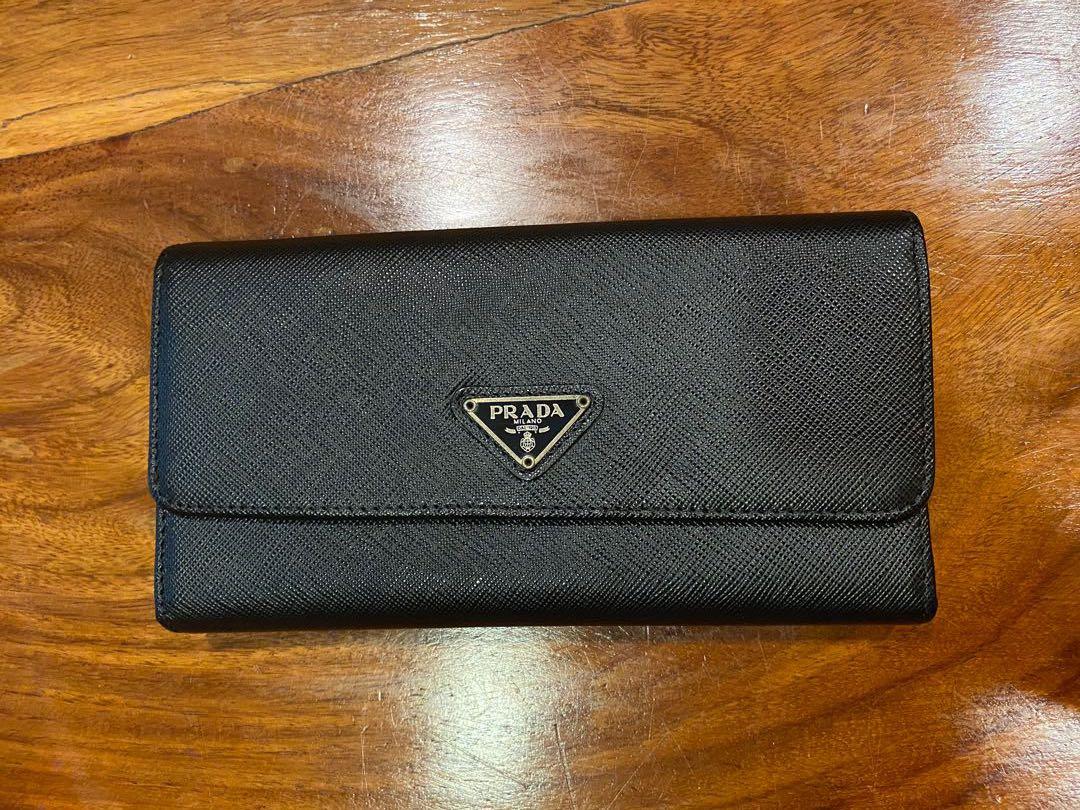 Prada large saffiano leather wallet black, Women's Fashion, Bags & Wallets,  Purses & Pouches on Carousell