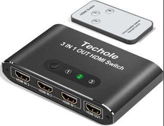 Univivi HDMI Switch 4K 5 Port 5x1 HDMI Switcher Splitter Box Support 4Kx2K  Ultra HD 3D With Remote Control and Power Adapter