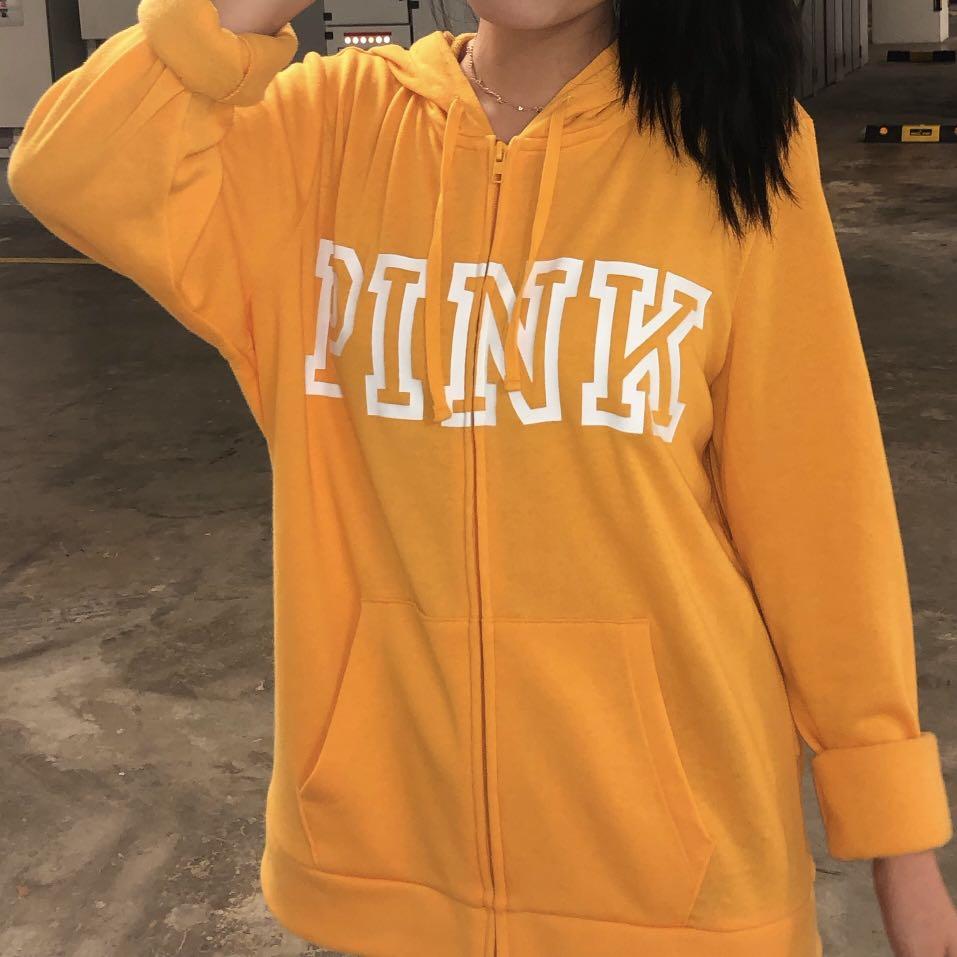 victoria secret pink yellow hoodie