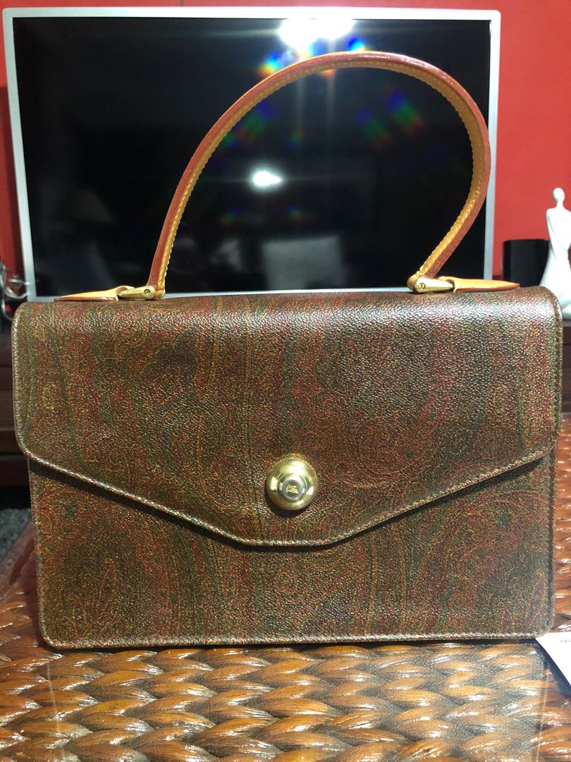 Vintage Etro kelly style handbag Paisley pattern, Luxury, Bags