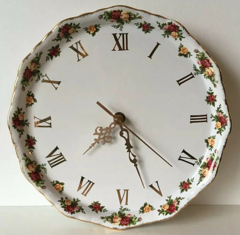 Wall Clock Plate Royal Albert Old Country Roses Rare In Transit