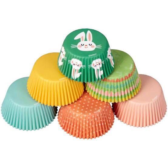 Wilton Easter Cupcake Cases/Liners - 150 count (Category: Bakeware) located in Cagayan de Oro. Submitted by goodiemarketph (Listing ID 1067291833, Image 2). Description: Choose one design or colour to bake your Easter cupcakes - or use a variety. Includes 3 solid colors - teal, pink and yellow plus 3 prints - dots, stripes and bunnies. SPECIFICATIONS: ☑️ Dress your Easter cupcakes and muffins in this assortment of springtime-designed baking cases