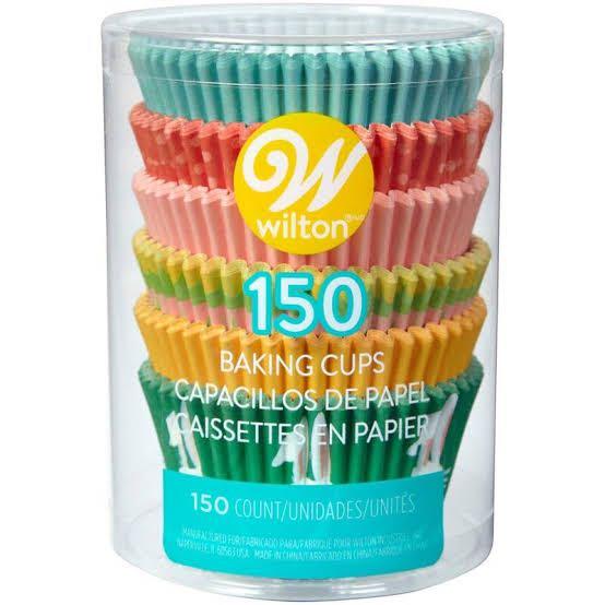 Wilton Easter Cupcake Cases/Liners - 150 count (Category: Bakeware) located in Cagayan de Oro. Submitted by goodiemarketph (Listing ID 1067291833, Image 1). Description: Choose one design or colour to bake your Easter cupcakes - or use a variety. Includes 3 solid colors - teal, pink and yellow plus 3 prints - dots, stripes and bunnies. SPECIFICATIONS: ☑️ Dress your Easter cupcakes and muffins in this assortment of springtime-designed baking cases