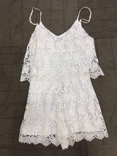 Zara white lace playsuit