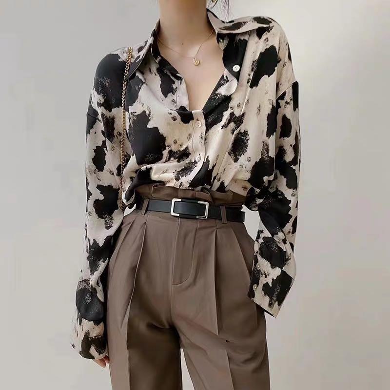 cow print button down shirt