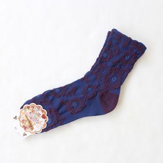 甜美花朵刺繡襪子