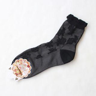 日系花朵刺繡襪子