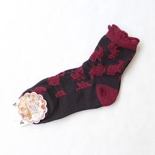 日系花朵刺繡襪子