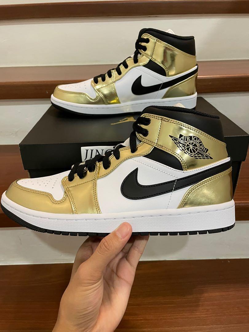 Jordan 1 mid metallic store gold