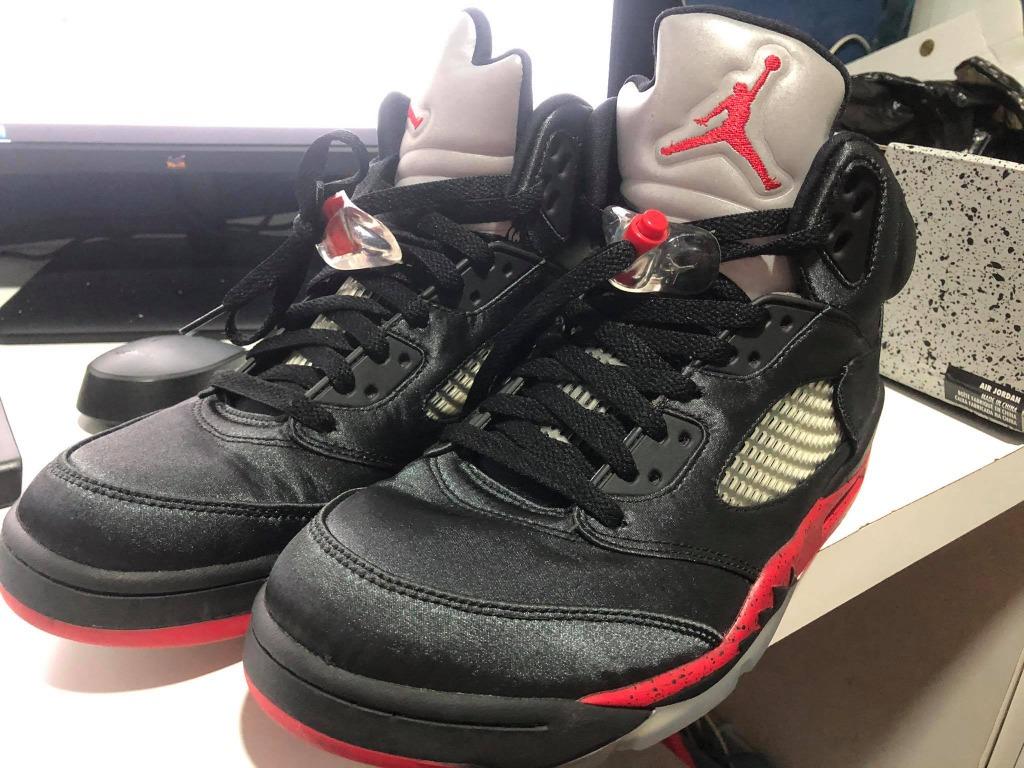 black and university red jordan 5