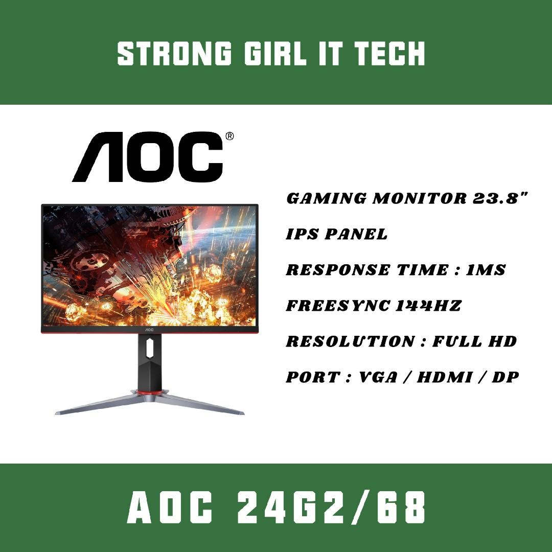 Aoc 24 24g2 68 Led Flat Full Hd 19 X 1080 144hz Ips Monitor Electronics Computer Parts Accessories On Carousell