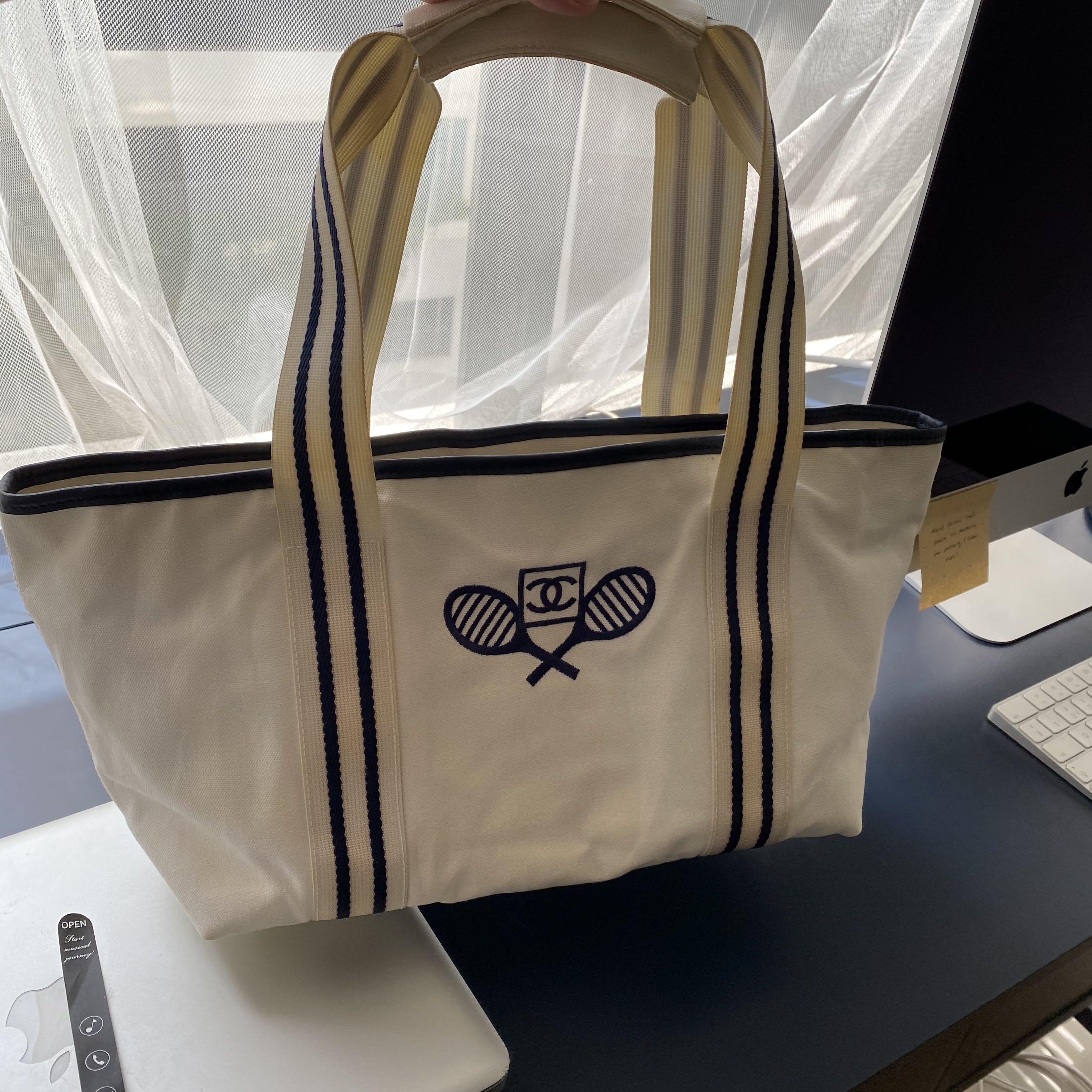Authentic Chanel tennis sport line canvas tote bag