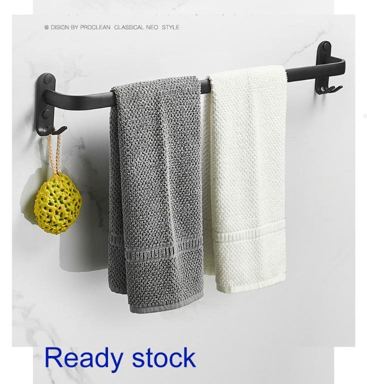 Black bathroom double towel rack space aluminum hanging towel bar European 59cm Black bathroom double towel rack space aluminum hanging towel bar European 59cm