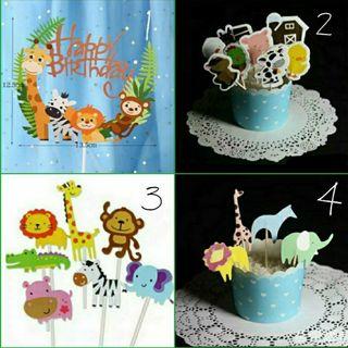 Birthday Party cake topper: Animal theme Cupcake toppers