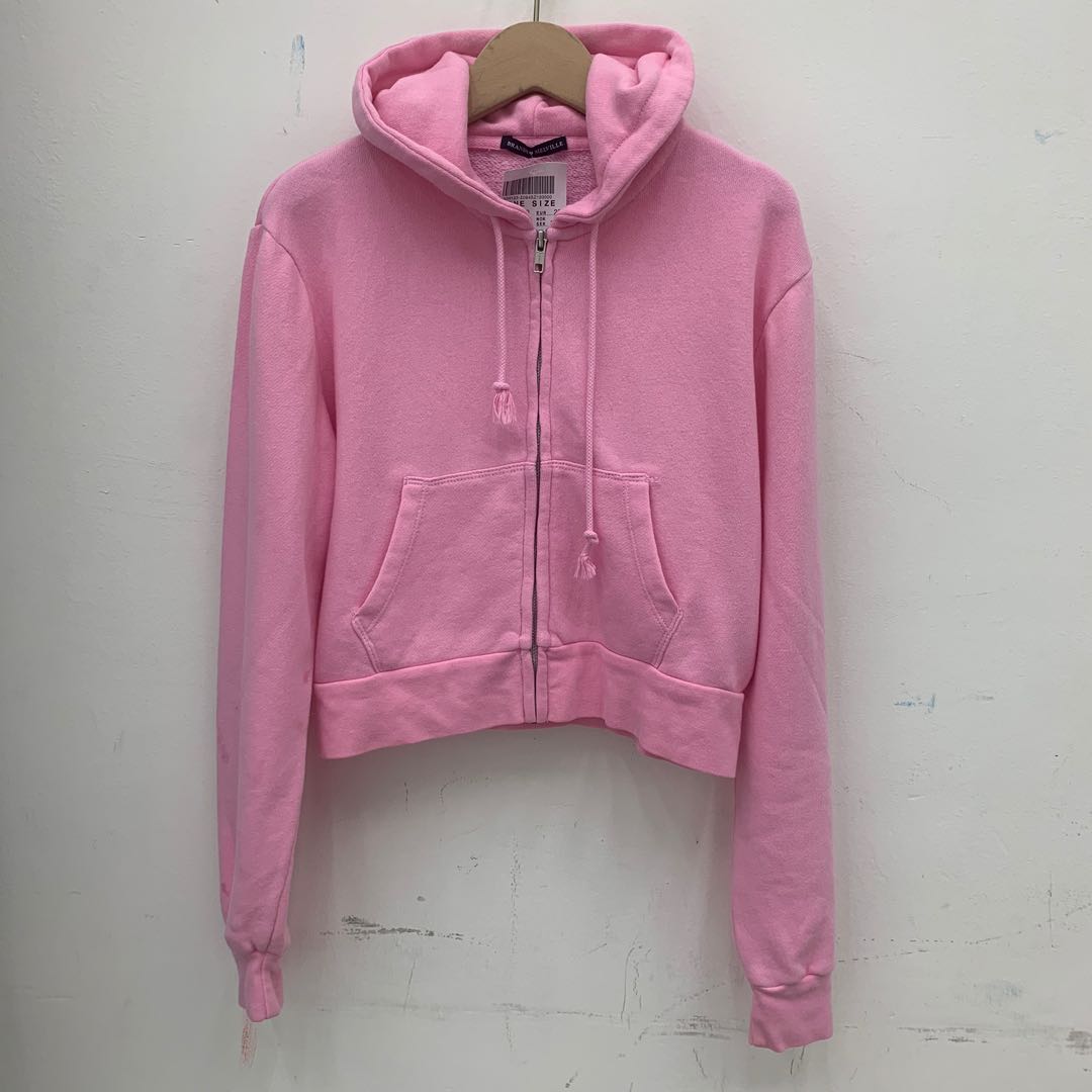 Brandy melville bubblegum pink crystal hoodie jacket