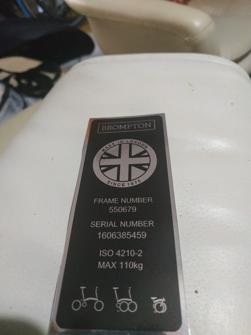 Brompton Frame and Serial Number Decal