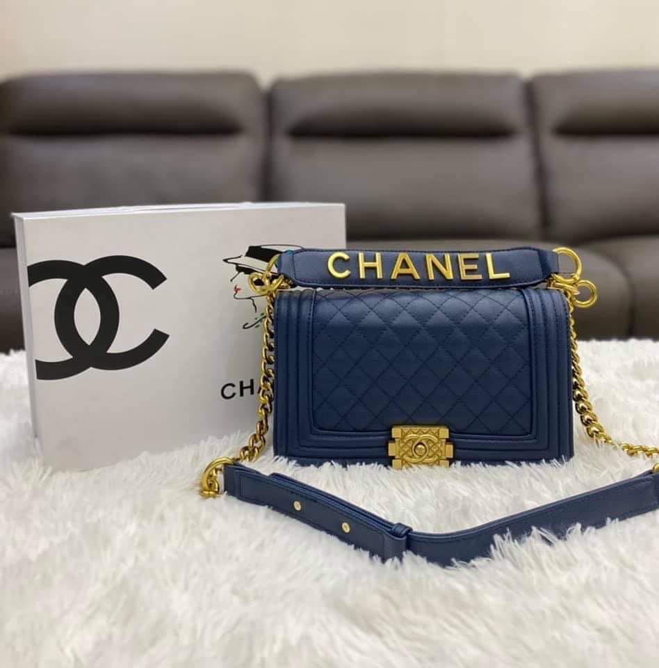 Chanel Electric Blue Patent Leather Medium Le Boy Bag  I MISS YOU VINTAGE
