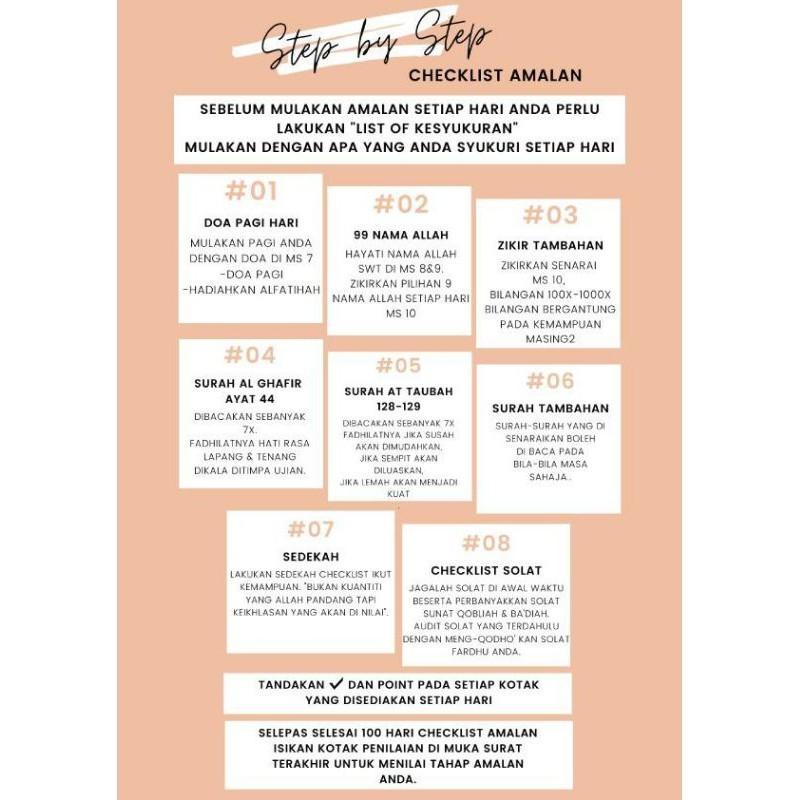 Checklist Amalan Challenge 100days NoteBook, Women's Fashion 