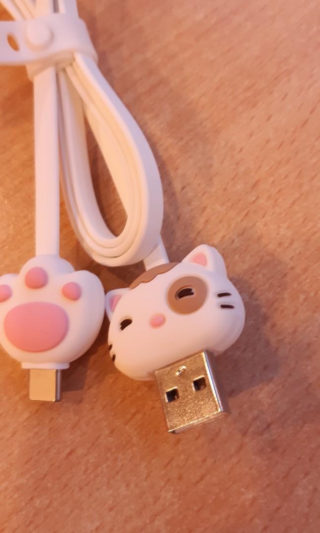 Meet at Any MRT Cute cat Type-C fast-charging cable 1m (white) brand ...